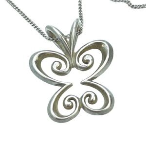 Rare Retired James Avery Open Work Butterfly Pendant with Large Bail On JA Chain